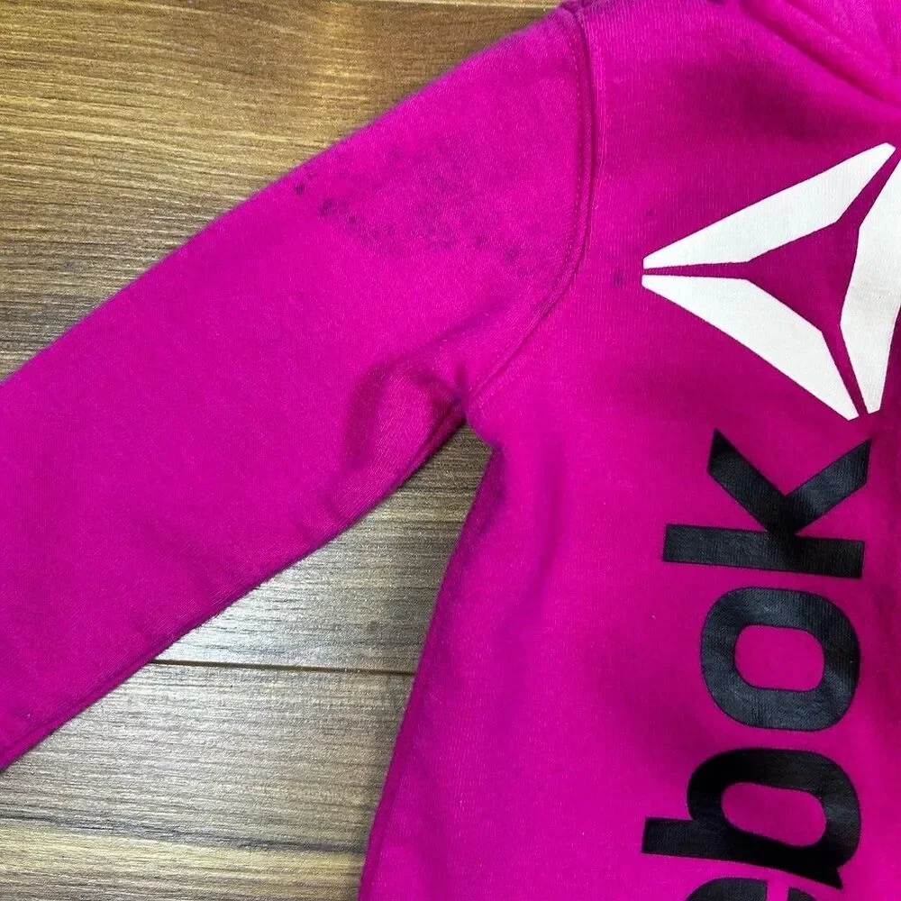 Reebok Baby Girls Hooded Romper One-Piece Fleece Jumpsuit Pink 18 Months